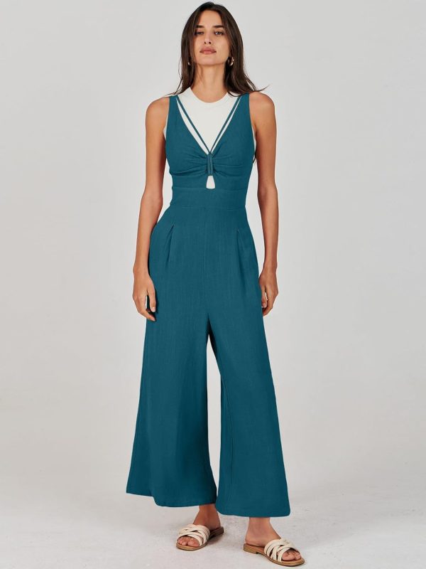 ANRABESS Women's Jumpsuits Summer Wide Leg Sleeveless V Neck Casual Dressy Linen Pants Rompers 2025 Vacation Beach Outfits - Image 148