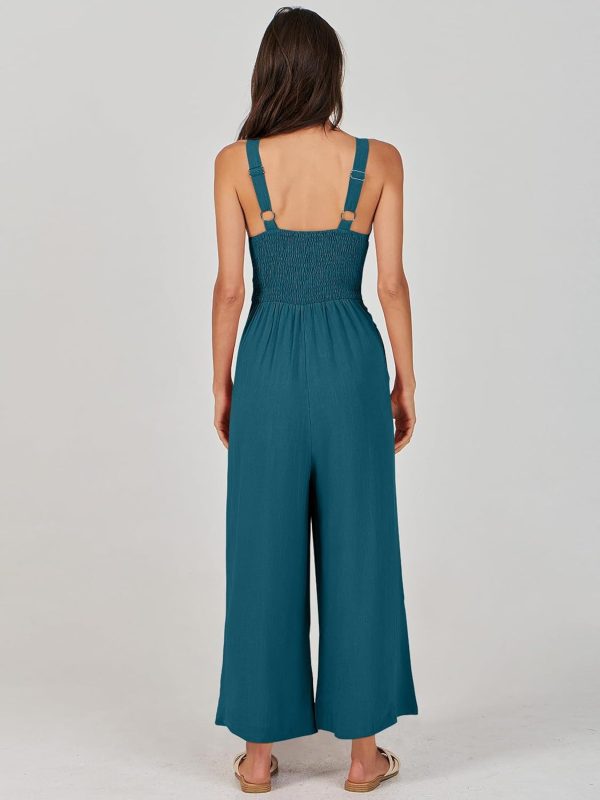 ANRABESS Women's Jumpsuits Summer Wide Leg Sleeveless V Neck Casual Dressy Linen Pants Rompers 2025 Vacation Beach Outfits - Image 149