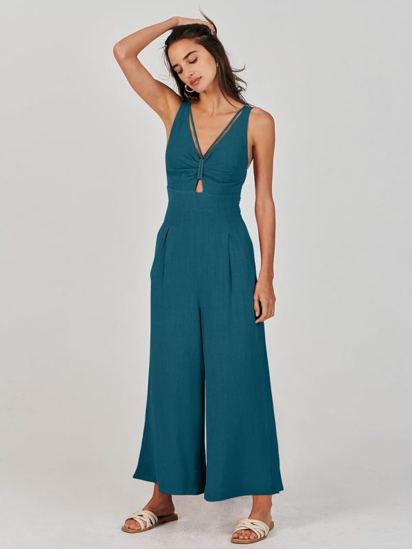 ANRABESS Women's Jumpsuits Summer Wide Leg Sleeveless V Neck Casual Dressy Linen Pants Rompers 2025 Vacation Beach Outfits - Image 151