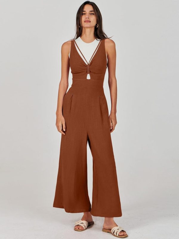 ANRABESS Women's Jumpsuits Summer Wide Leg Sleeveless V Neck Casual Dressy Linen Pants Rompers 2025 Vacation Beach Outfits - Image 157