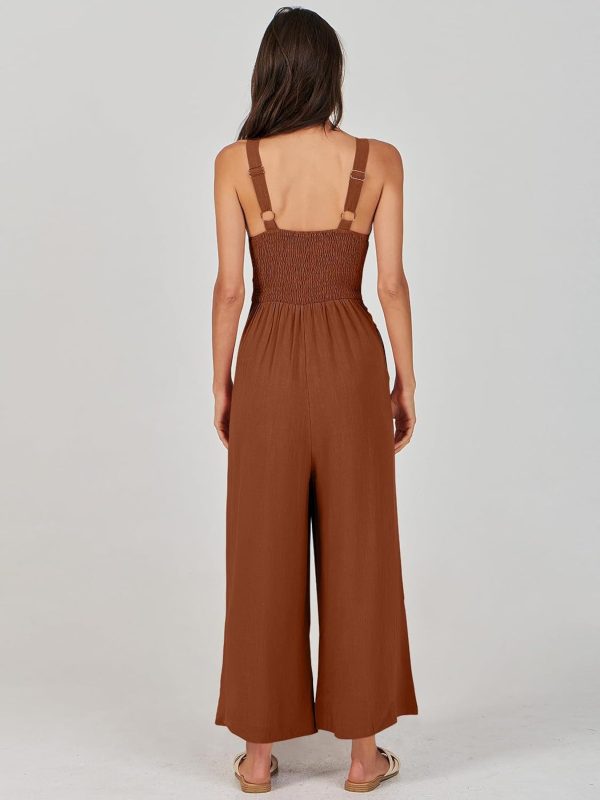 ANRABESS Women's Jumpsuits Summer Wide Leg Sleeveless V Neck Casual Dressy Linen Pants Rompers 2025 Vacation Beach Outfits - Image 158