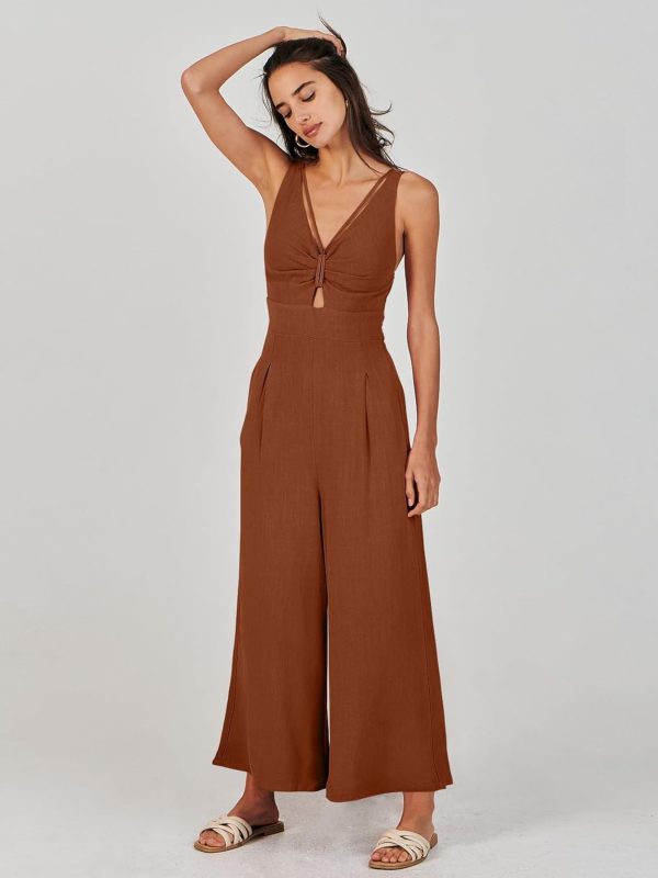 ANRABESS Women's Jumpsuits Summer Wide Leg Sleeveless V Neck Casual Dressy Linen Pants Rompers 2025 Vacation Beach Outfits - Image 160