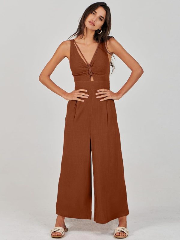 ANRABESS Women's Jumpsuits Summer Wide Leg Sleeveless V Neck Casual Dressy Linen Pants Rompers 2025 Vacation Beach Outfits - Image 161