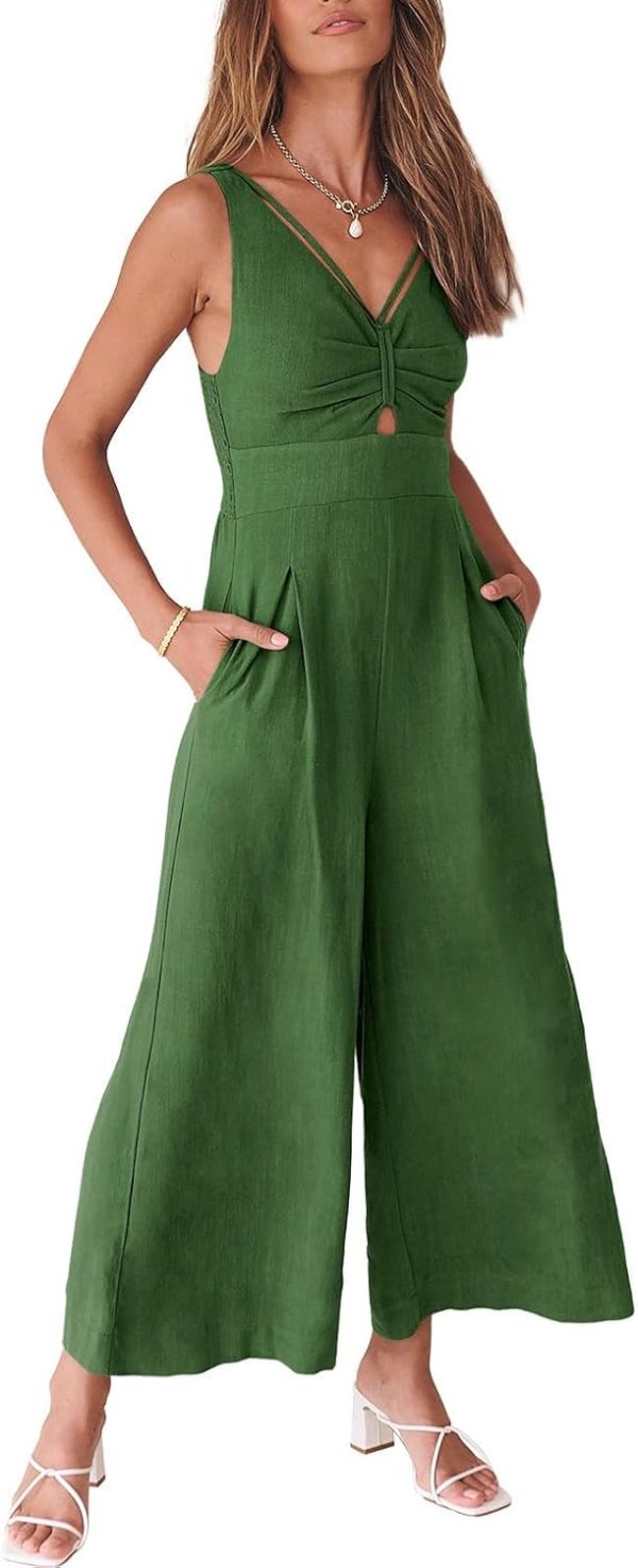 ANRABESS Women's Jumpsuits Summer Wide Leg Sleeveless V Neck Casual Dressy Linen Pants Rompers 2025 Vacation Beach Outfits - Image 162