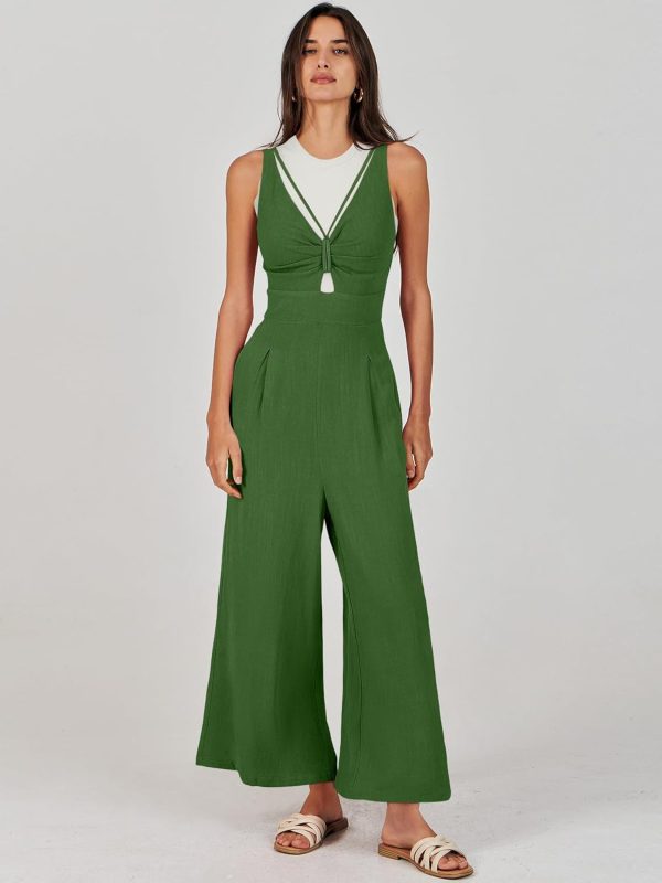 ANRABESS Women's Jumpsuits Summer Wide Leg Sleeveless V Neck Casual Dressy Linen Pants Rompers 2025 Vacation Beach Outfits - Image 166