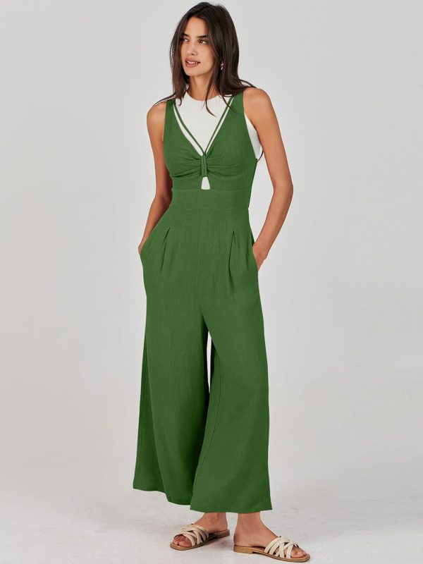 ANRABESS Women's Jumpsuits Summer Wide Leg Sleeveless V Neck Casual Dressy Linen Pants Rompers 2025 Vacation Beach Outfits - Image 168