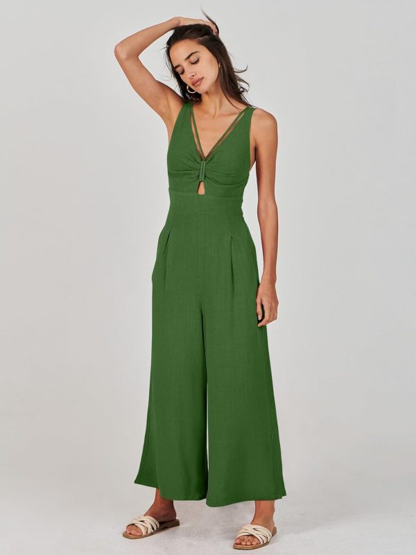 ANRABESS Women's Jumpsuits Summer Wide Leg Sleeveless V Neck Casual Dressy Linen Pants Rompers 2025 Vacation Beach Outfits - Image 169