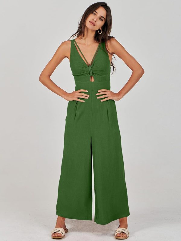 ANRABESS Women's Jumpsuits Summer Wide Leg Sleeveless V Neck Casual Dressy Linen Pants Rompers 2025 Vacation Beach Outfits - Image 170