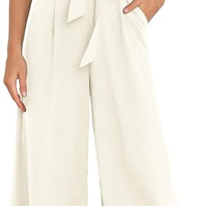 ANRABESS Women Summer Dressy Jumpsuits One Shoulder Sleeveless Casual Wide Leg Pants Romper Jumper 2025 Trendy Outfits