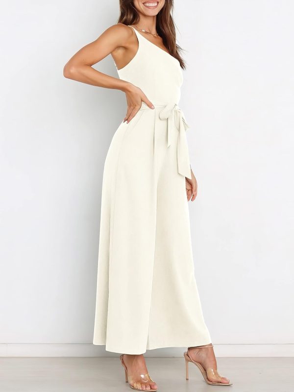 ANRABESS Women Summer Dressy Jumpsuits One Shoulder Sleeveless Casual Wide Leg Pants Romper Jumper 2025 Trendy Outfits - Image 2