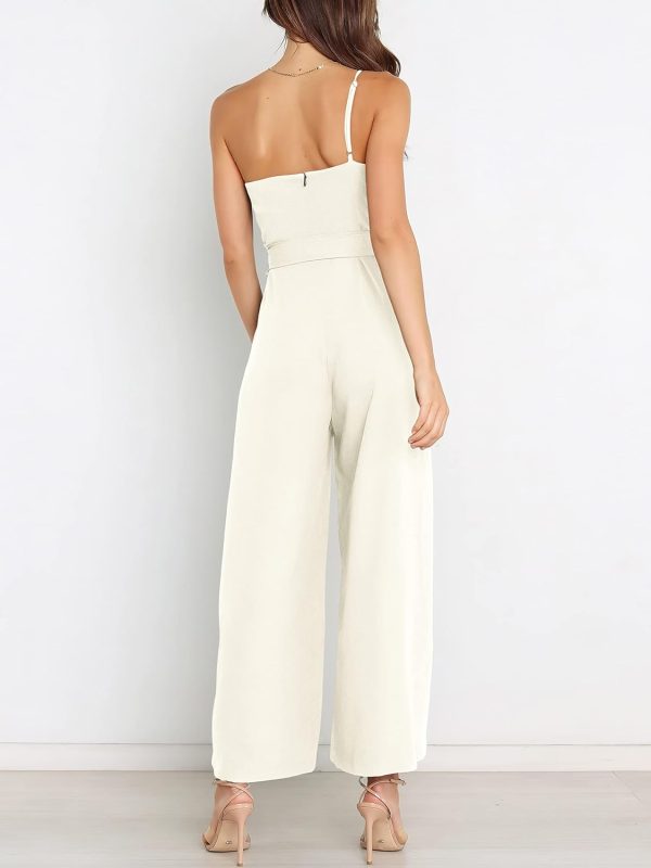 ANRABESS Women Summer Dressy Jumpsuits One Shoulder Sleeveless Casual Wide Leg Pants Romper Jumper 2025 Trendy Outfits - Image 3