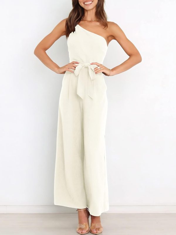 ANRABESS Women Summer Dressy Jumpsuits One Shoulder Sleeveless Casual Wide Leg Pants Romper Jumper 2025 Trendy Outfits - Image 4