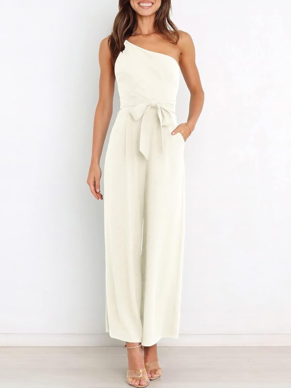 ANRABESS Women Summer Dressy Jumpsuits One Shoulder Sleeveless Casual Wide Leg Pants Romper Jumper 2025 Trendy Outfits - Image 6