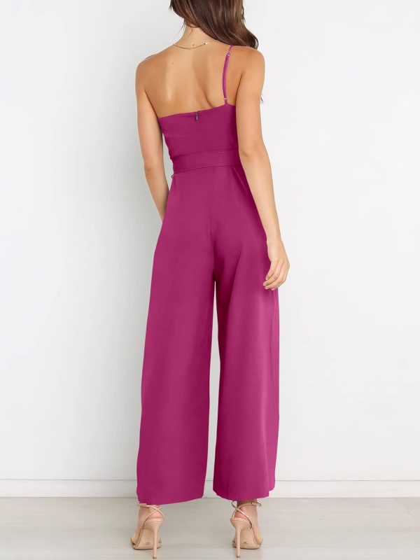 ANRABESS Women Summer Dressy Jumpsuits One Shoulder Sleeveless Casual Wide Leg Pants Romper Jumper 2025 Trendy Outfits - Image 9