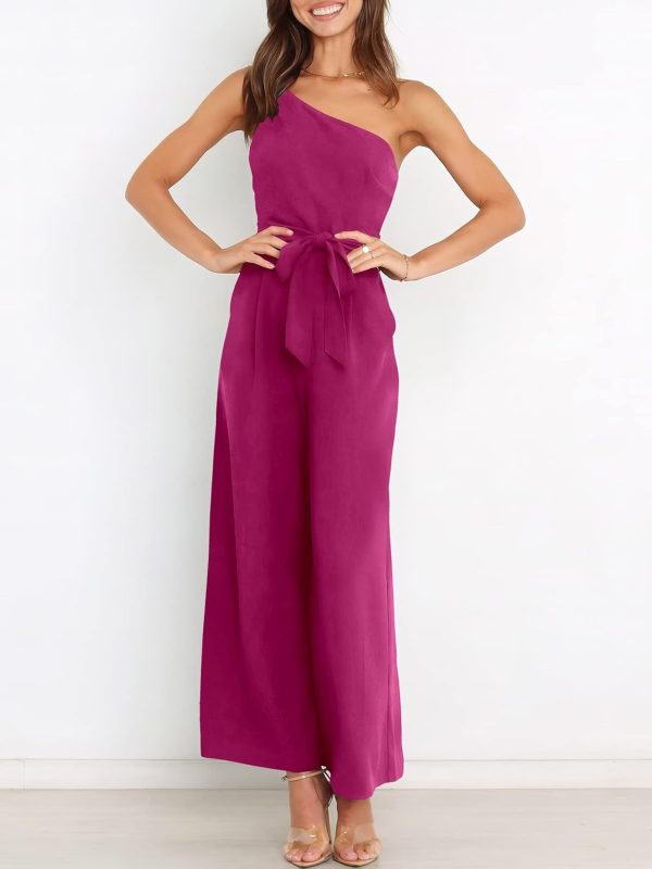 ANRABESS Women Summer Dressy Jumpsuits One Shoulder Sleeveless Casual Wide Leg Pants Romper Jumper 2025 Trendy Outfits - Image 10
