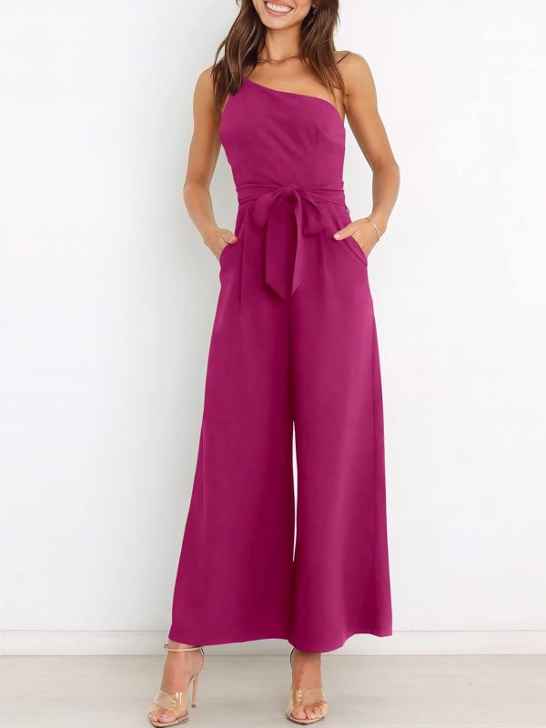 ANRABESS Women Summer Dressy Jumpsuits One Shoulder Sleeveless Casual Wide Leg Pants Romper Jumper 2025 Trendy Outfits - Image 11