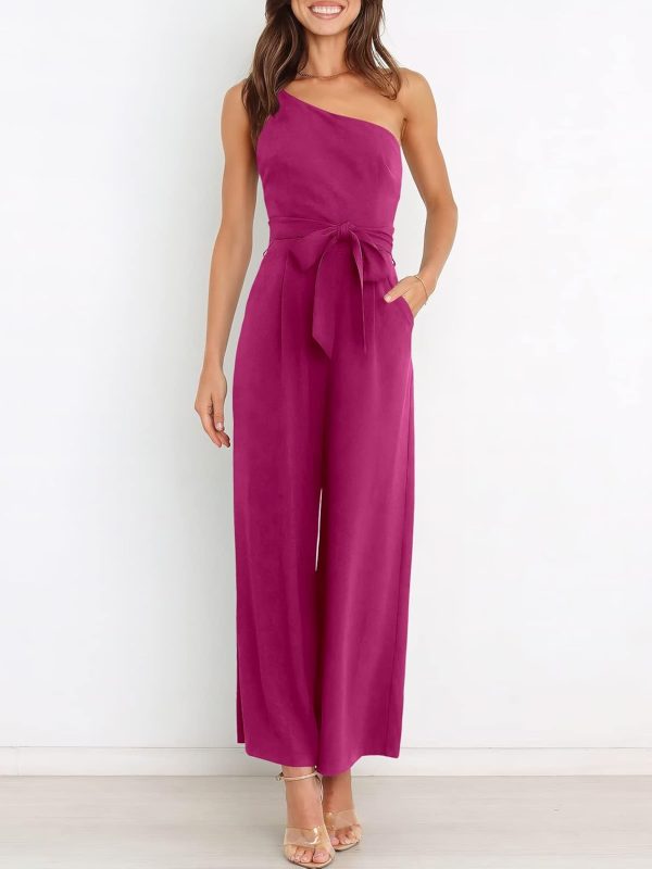 ANRABESS Women Summer Dressy Jumpsuits One Shoulder Sleeveless Casual Wide Leg Pants Romper Jumper 2025 Trendy Outfits - Image 12