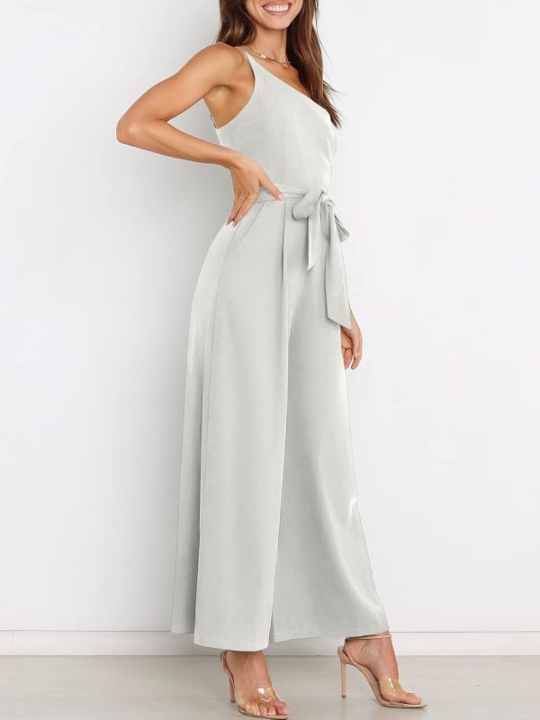 ANRABESS Women Summer Dressy Jumpsuits One Shoulder Sleeveless Casual Wide Leg Pants Romper Jumper 2025 Trendy Outfits - Image 14