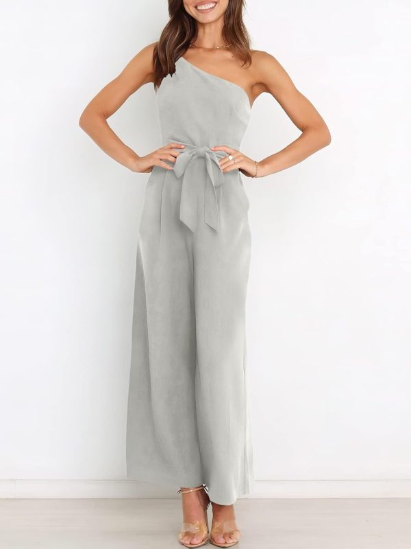 ANRABESS Women Summer Dressy Jumpsuits One Shoulder Sleeveless Casual Wide Leg Pants Romper Jumper 2025 Trendy Outfits - Image 16