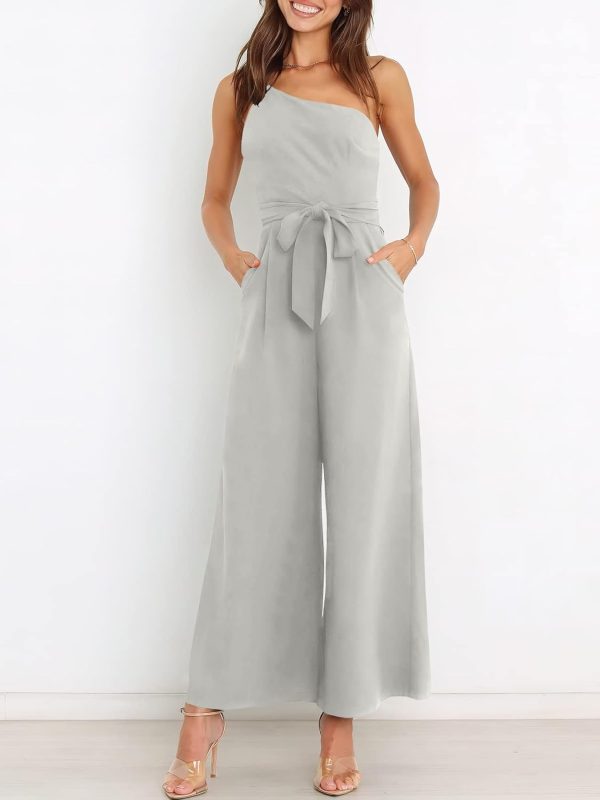 ANRABESS Women Summer Dressy Jumpsuits One Shoulder Sleeveless Casual Wide Leg Pants Romper Jumper 2025 Trendy Outfits - Image 17