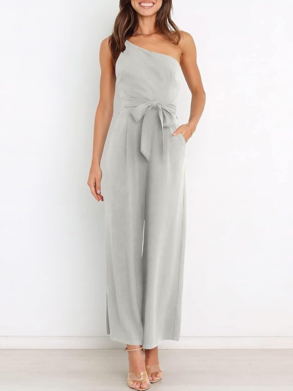 ANRABESS Women Summer Dressy Jumpsuits One Shoulder Sleeveless Casual Wide Leg Pants Romper Jumper 2025 Trendy Outfits - Image 18