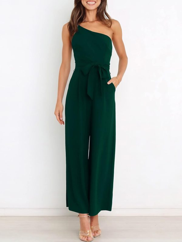 ANRABESS Women Summer Dressy Jumpsuits One Shoulder Sleeveless Casual Wide Leg Pants Romper Jumper 2025 Trendy Outfits - Image 24