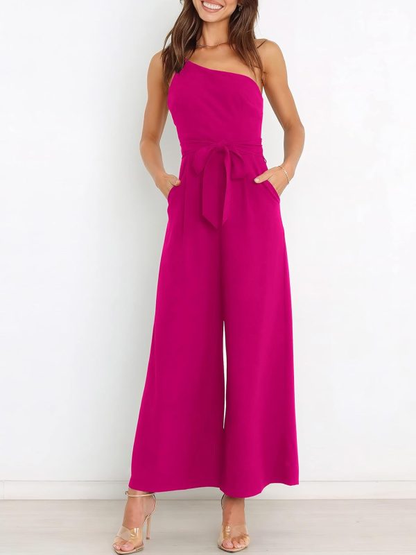 ANRABESS Women Summer Dressy Jumpsuits One Shoulder Sleeveless Casual Wide Leg Pants Romper Jumper 2025 Trendy Outfits - Image 29