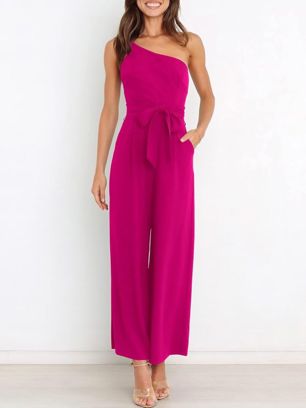 ANRABESS Women Summer Dressy Jumpsuits One Shoulder Sleeveless Casual Wide Leg Pants Romper Jumper 2025 Trendy Outfits - Image 30