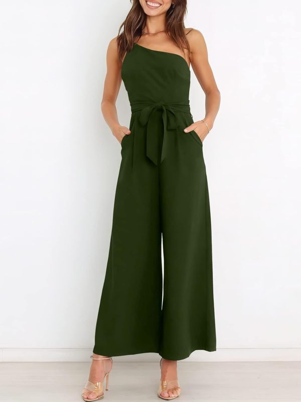 ANRABESS Women Summer Dressy Jumpsuits One Shoulder Sleeveless Casual Wide Leg Pants Romper Jumper 2025 Trendy Outfits - Image 35