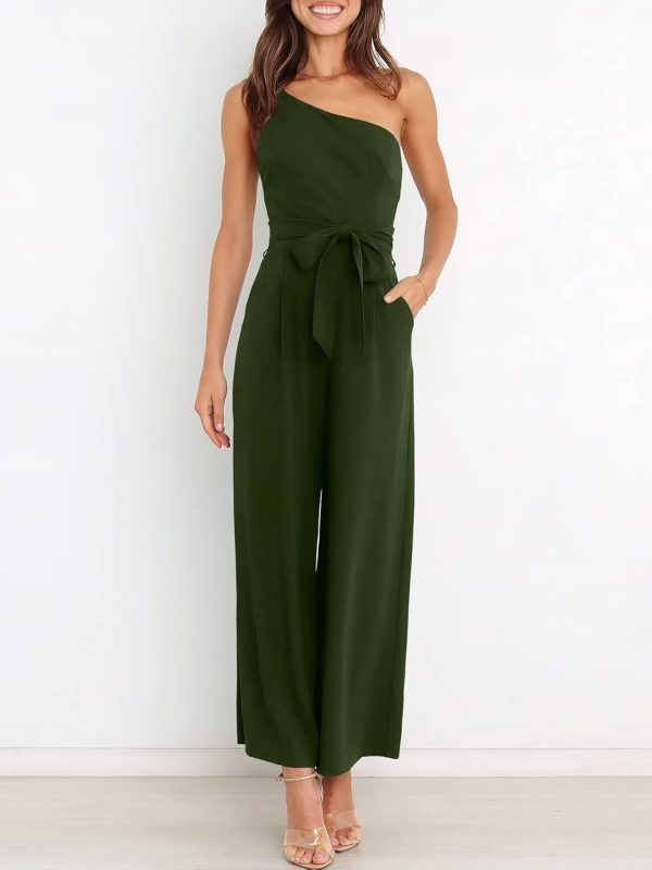 ANRABESS Women Summer Dressy Jumpsuits One Shoulder Sleeveless Casual Wide Leg Pants Romper Jumper 2025 Trendy Outfits - Image 36