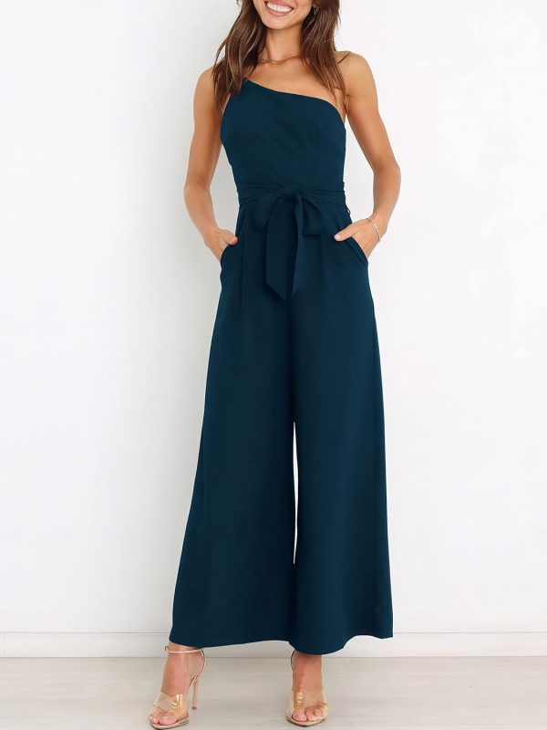 ANRABESS Women Summer Dressy Jumpsuits One Shoulder Sleeveless Casual Wide Leg Pants Romper Jumper 2025 Trendy Outfits - Image 47
