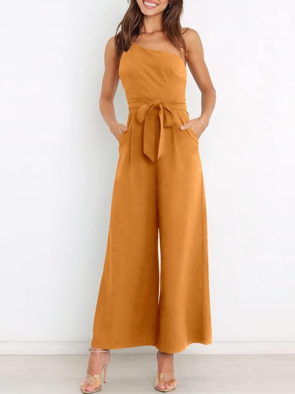 ANRABESS Women Summer Dressy Jumpsuits One Shoulder Sleeveless Casual Wide Leg Pants Romper Jumper 2025 Trendy Outfits - Image 53