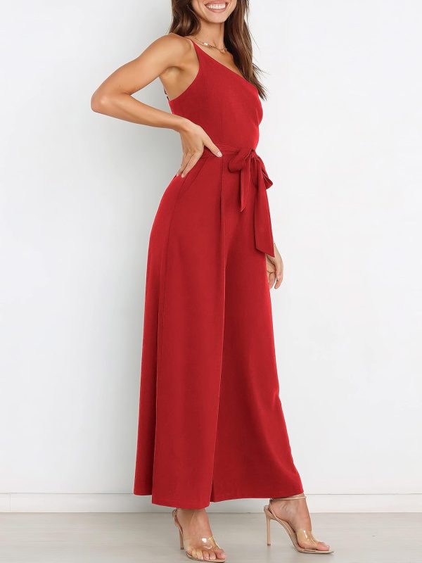 ANRABESS Women Summer Dressy Jumpsuits One Shoulder Sleeveless Casual Wide Leg Pants Romper Jumper 2025 Trendy Outfits - Image 56