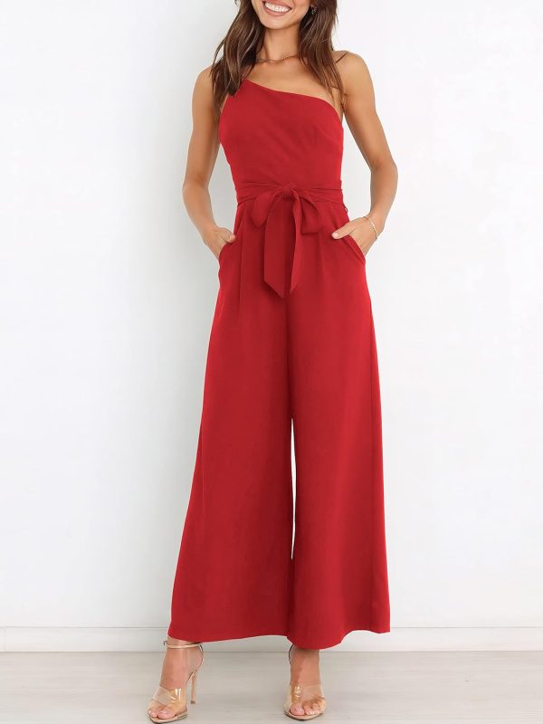 ANRABESS Women Summer Dressy Jumpsuits One Shoulder Sleeveless Casual Wide Leg Pants Romper Jumper 2025 Trendy Outfits - Image 59