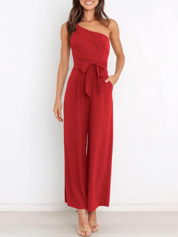 ANRABESS Women Summer Dressy Jumpsuits One Shoulder Sleeveless Casual Wide Leg Pants Romper Jumper 2025 Trendy Outfits - Image 60