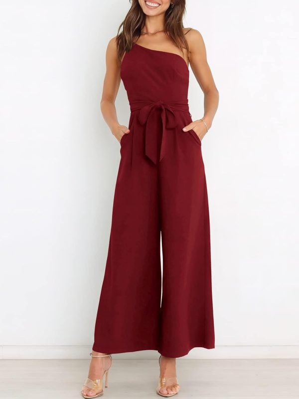 ANRABESS Women Summer Dressy Jumpsuits One Shoulder Sleeveless Casual Wide Leg Pants Romper Jumper 2025 Trendy Outfits - Image 65