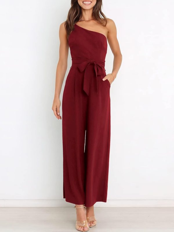 ANRABESS Women Summer Dressy Jumpsuits One Shoulder Sleeveless Casual Wide Leg Pants Romper Jumper 2025 Trendy Outfits - Image 66