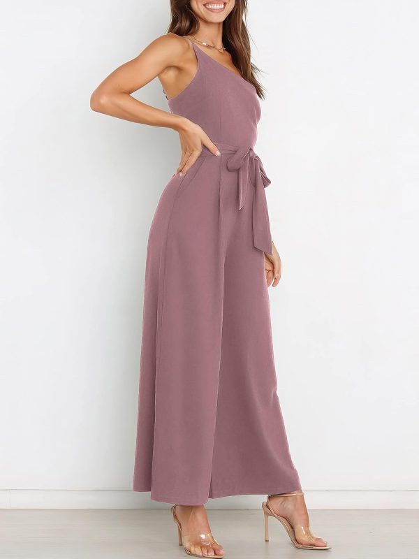 ANRABESS Women Summer Dressy Jumpsuits One Shoulder Sleeveless Casual Wide Leg Pants Romper Jumper 2025 Trendy Outfits - Image 74