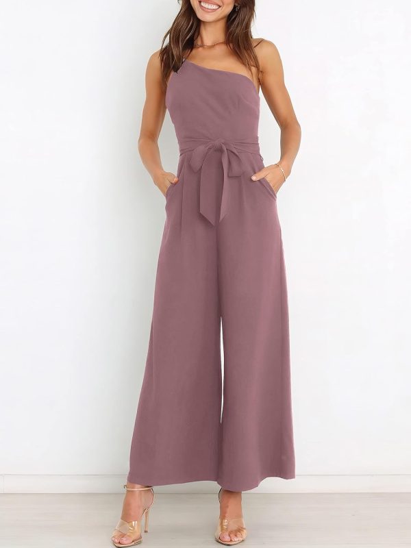 ANRABESS Women Summer Dressy Jumpsuits One Shoulder Sleeveless Casual Wide Leg Pants Romper Jumper 2025 Trendy Outfits - Image 77
