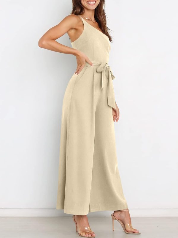 ANRABESS Women Summer Dressy Jumpsuits One Shoulder Sleeveless Casual Wide Leg Pants Romper Jumper 2025 Trendy Outfits - Image 80