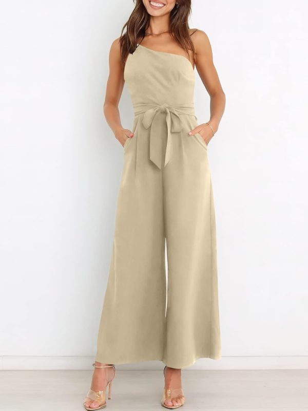 ANRABESS Women Summer Dressy Jumpsuits One Shoulder Sleeveless Casual Wide Leg Pants Romper Jumper 2025 Trendy Outfits - Image 83