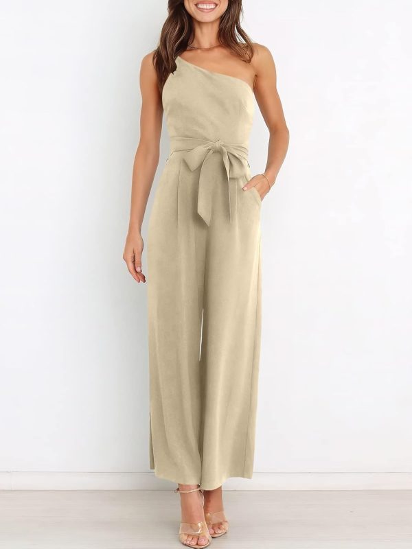 ANRABESS Women Summer Dressy Jumpsuits One Shoulder Sleeveless Casual Wide Leg Pants Romper Jumper 2025 Trendy Outfits - Image 84